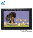 Easter Black Shorthaired Dachshund Doormat - 18" x 30"