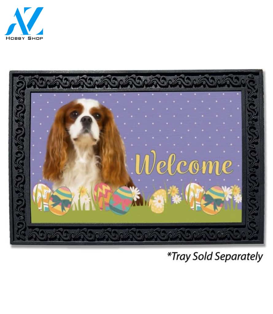 Easter Blenheim Cavalier King Charles Spaniel Doormat - 18" x 30"