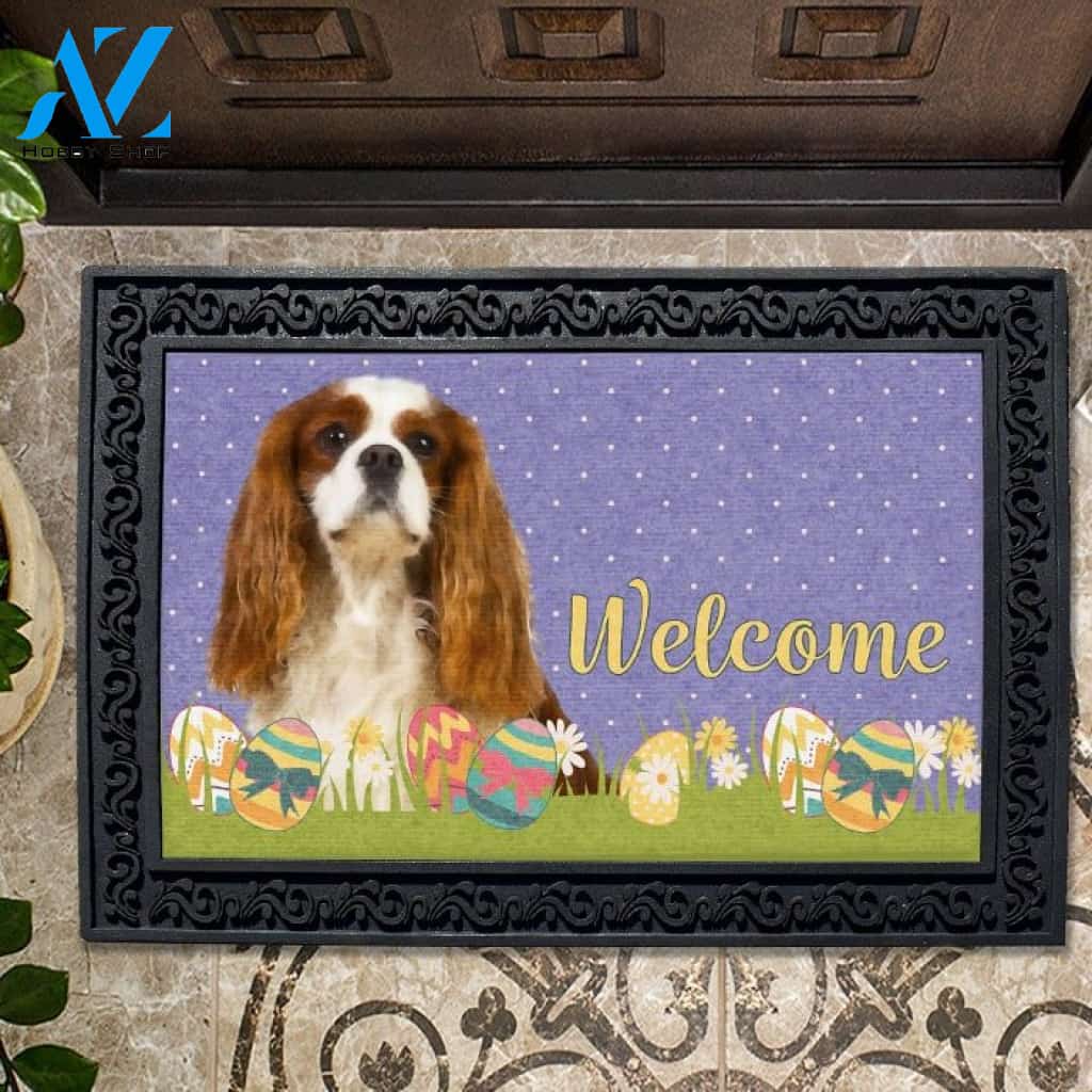 Easter Blenheim Cavalier King Charles Spaniel Doormat - 18" x 30"