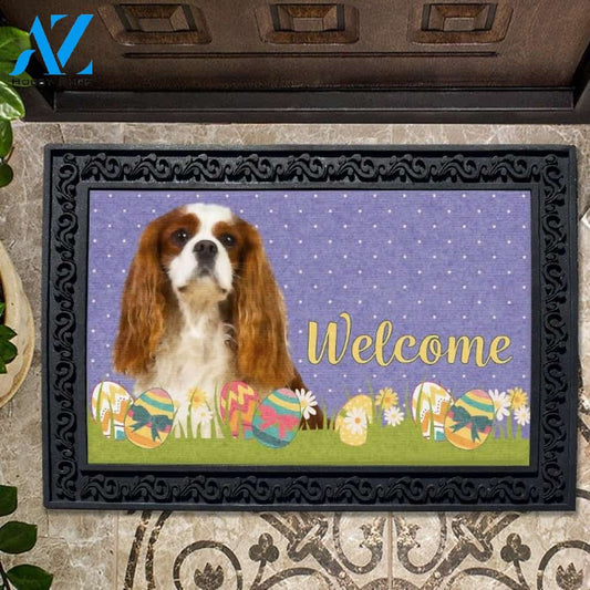 Easter Blenheim Cavalier King Charles Spaniel Doormat - 18" x 30"