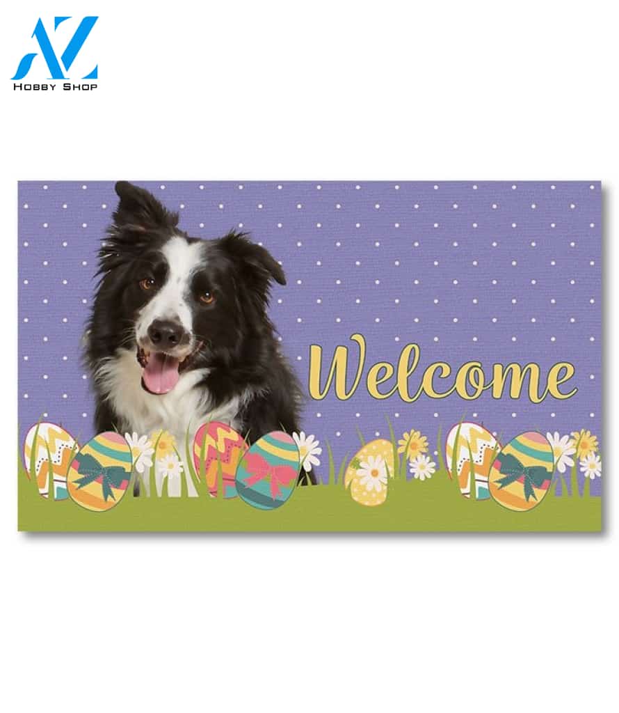 Easter Border Collie Doormat - 18" x 30"