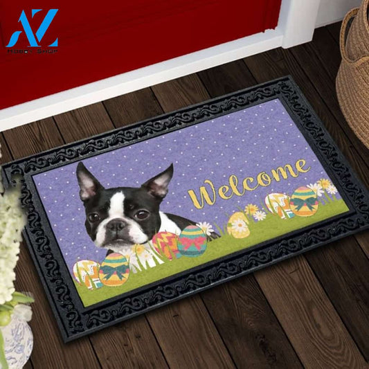 Easter Boston Terrier Doormat - 18" x 30"
