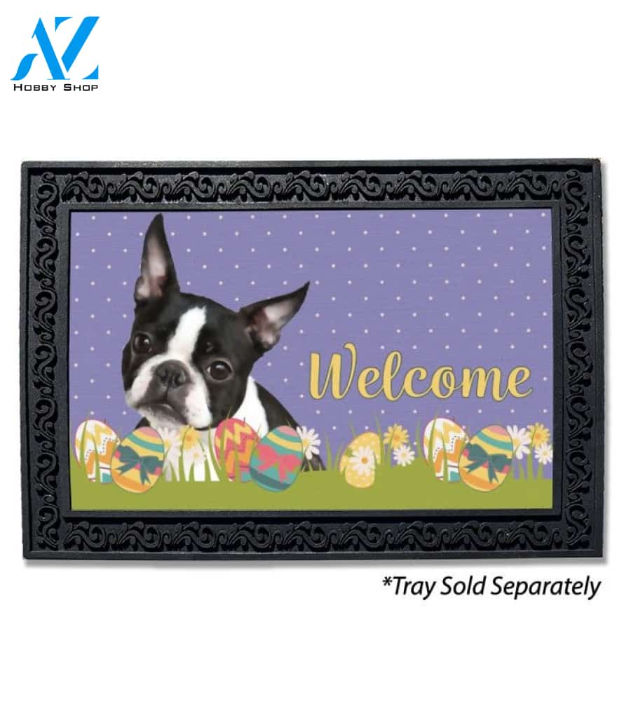 Easter Boston Terrier Doormat - 18" x 30"