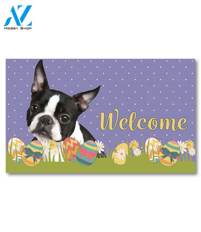 Easter Boston Terrier Doormat - 18" x 30"