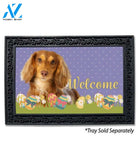 Easter Brown Longhaired Dachshund Doormat - 18" x 30"