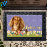 Easter Brown Longhaired Dachshund Doormat - 18" x 30"