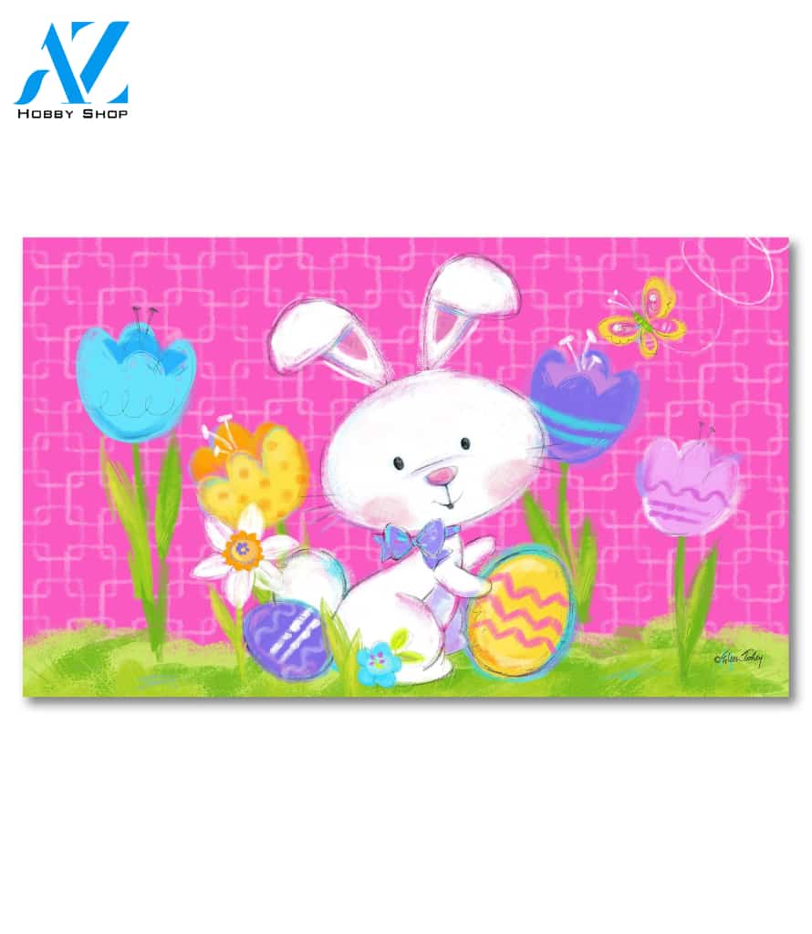Easter Bunny & Colorful Eggs Doormat - 18" x 30"