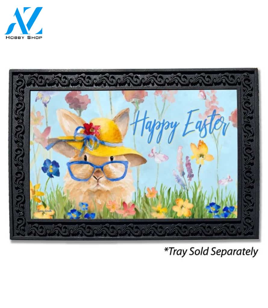 Easter Bunny Glasses Doormat - 18" x 30"