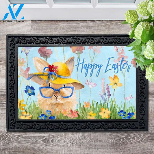 Easter Bunny Glasses Doormat - 18" x 30"