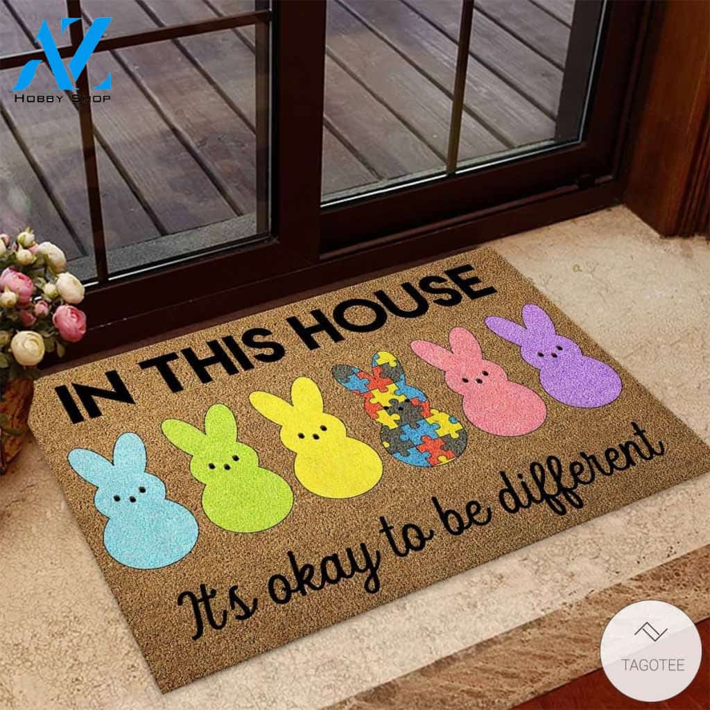 Easter Bunny In This House It’s Okay To Be Different Autism Doormat