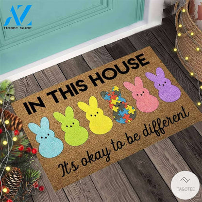 Easter Bunny In This House It’s Okay To Be Different Autism Doormat