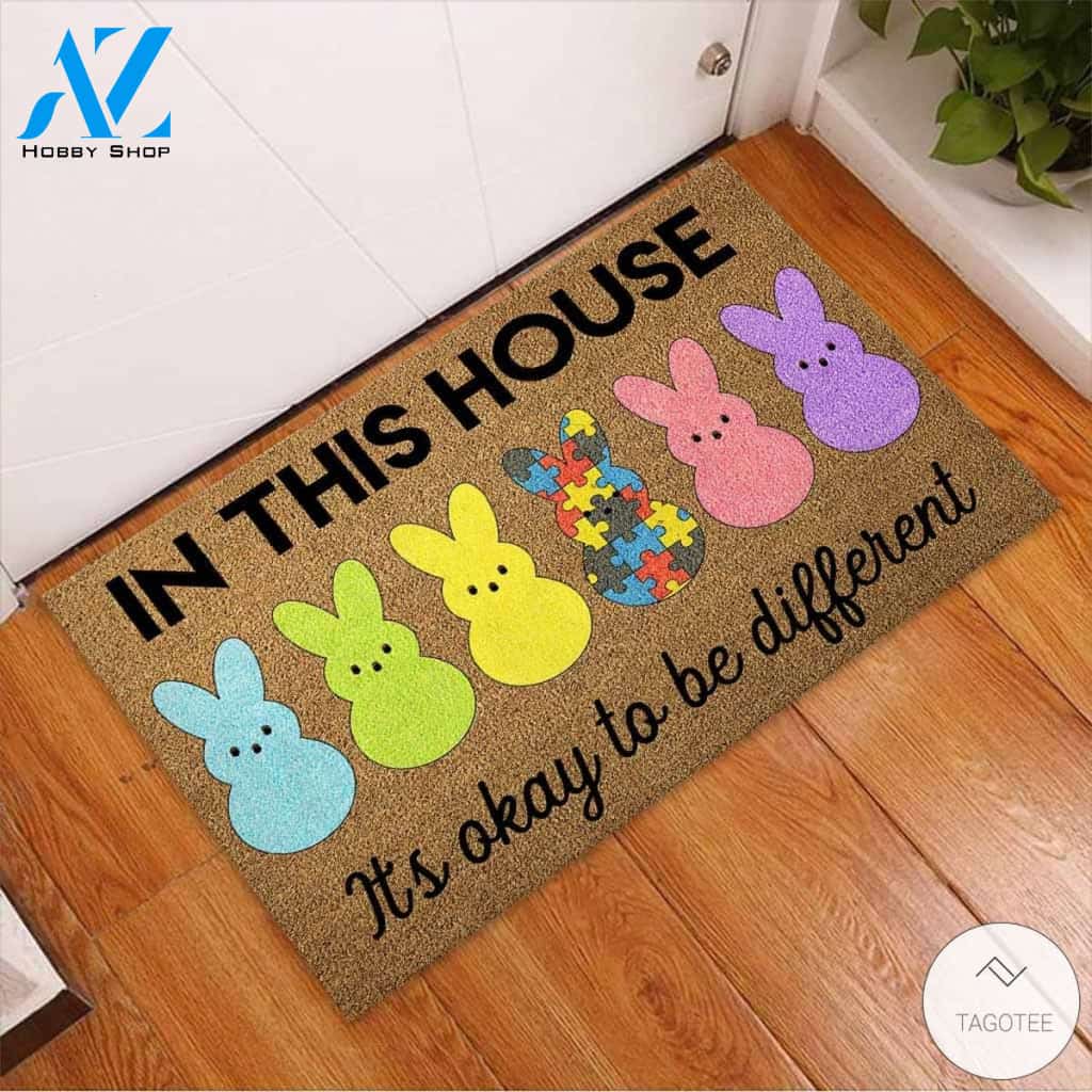 Easter Bunny In This House It’s Okay To Be Different Autism Doormat