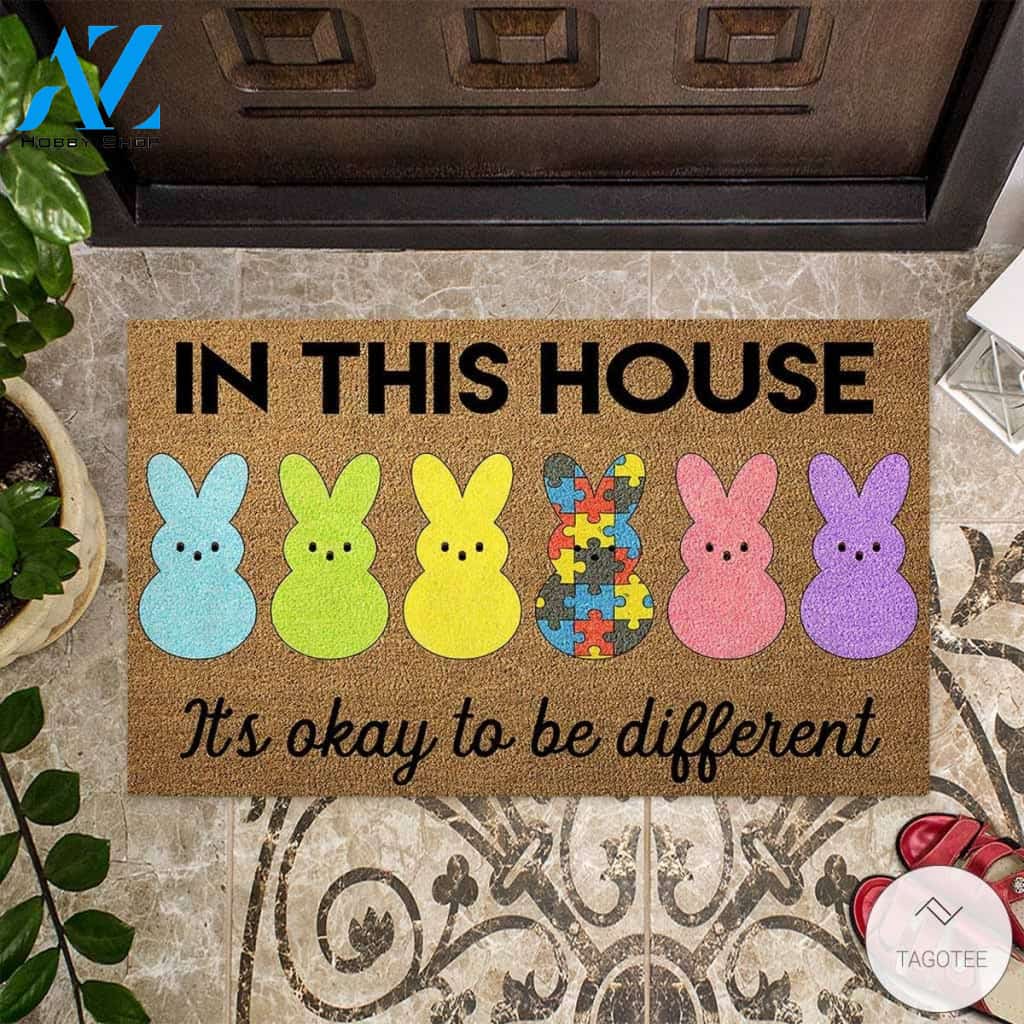 Easter Bunny In This House It’s Okay To Be Different Autism Doormat