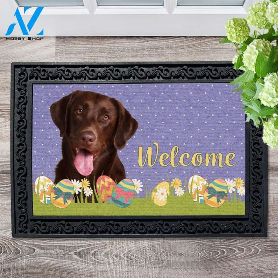 Easter Chocolate Labrador RetrieverDoormat - 18" x 30"