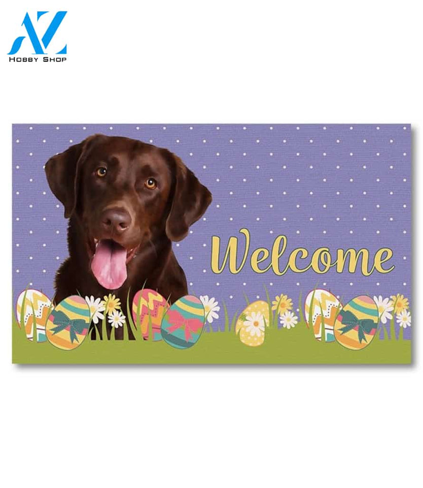 Easter Chocolate Labrador RetrieverDoormat - 18" x 30"