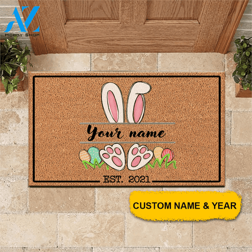 Easter Custom Doormat Hoppy Easter Personalized Gift | WELCOME MAT | HOUSE WARMING GIFT
