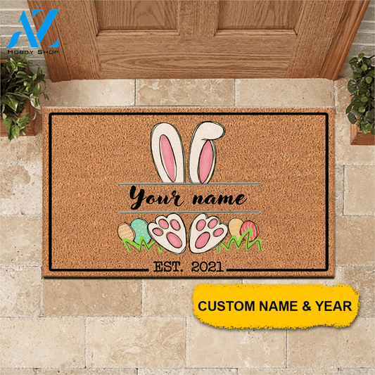 Easter Custom Doormat Hoppy Easter Personalized Gift | WELCOME MAT | HOUSE WARMING GIFT