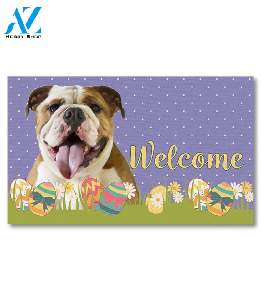 Easter English Bulldog Doormat - 18" x 30"