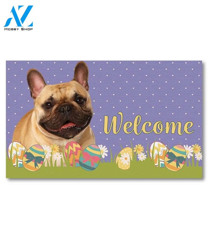 Easter French Bulldog Doormat - 18" x 30"