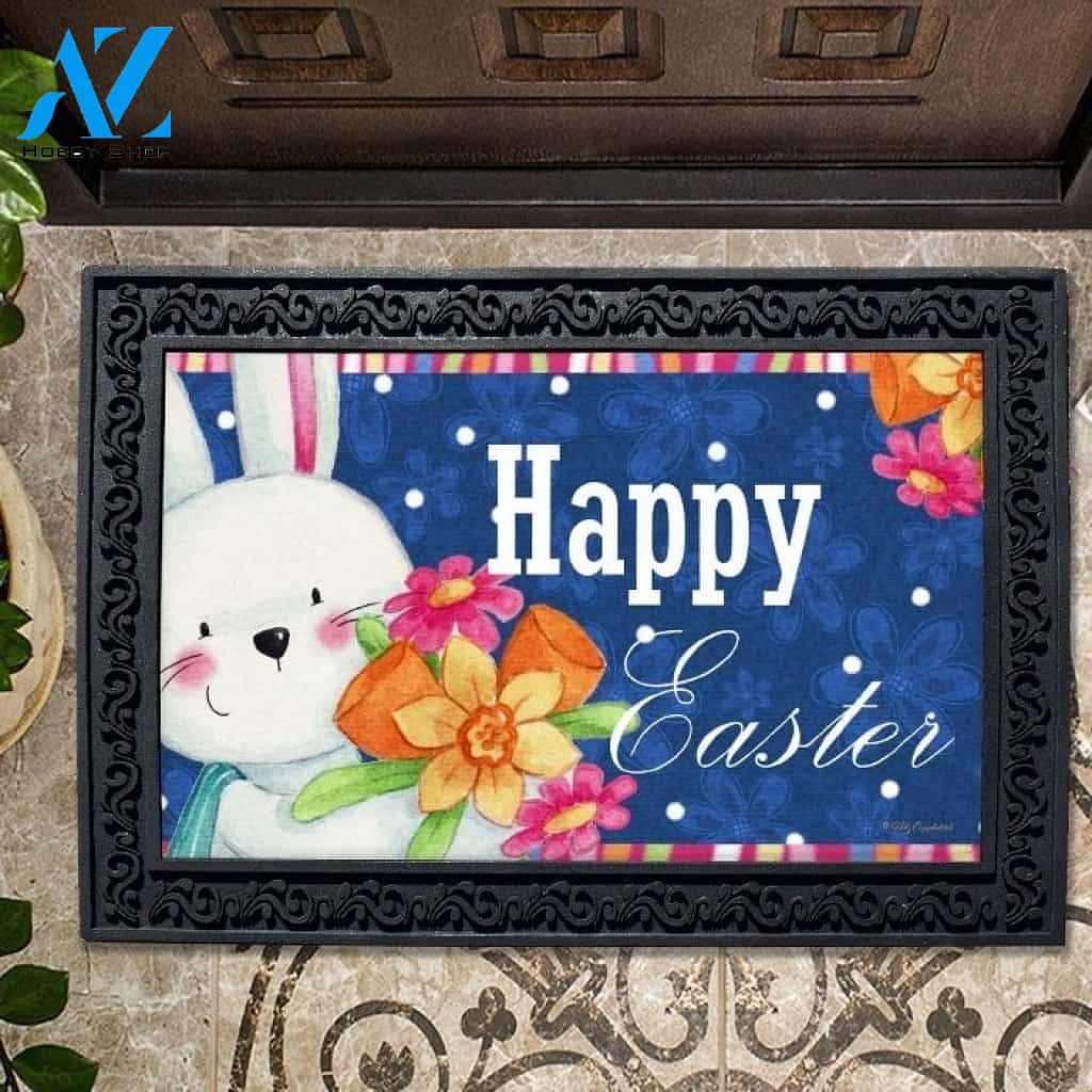 Easter Fun Bunny and Flowers Doormat - 18