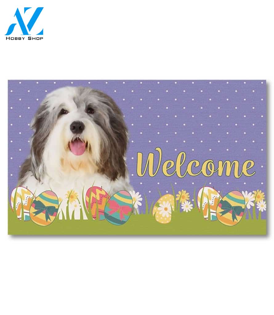 Easter Old English Sheepdog Doormat - 18" x 30"