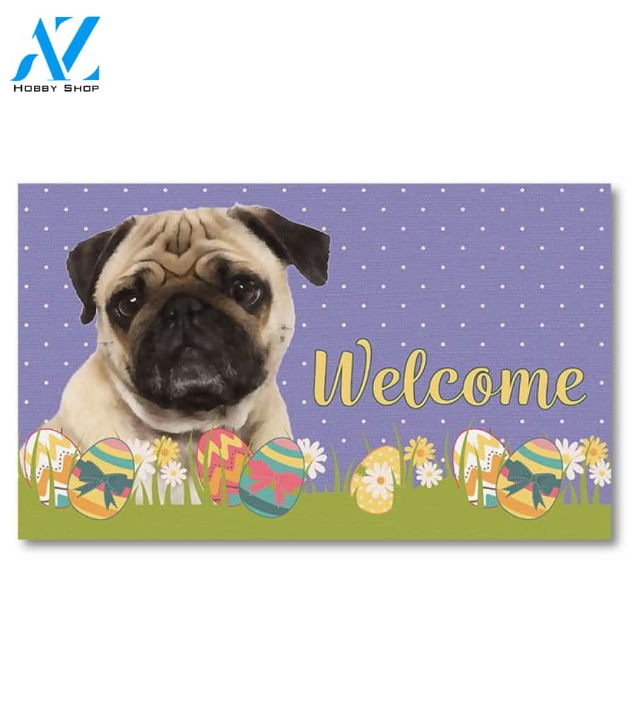 Easter Pug Doormat - 18" x 30"