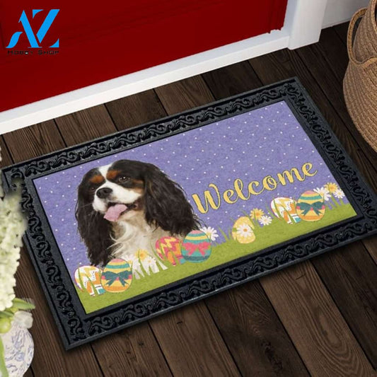 Easter Tri Color Cavalier King Charles Spaniel Doormat - 18" x 30"