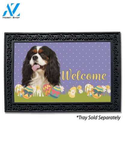 Easter Tri Color Cavalier King Charles Spaniel Doormat - 18" x 30"