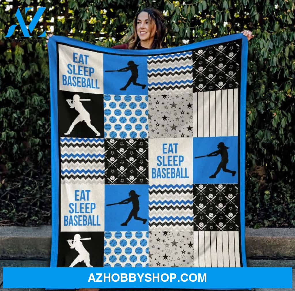 Eat Sleep Baseball Fleece Blanket Gift Idea For Baseball Lovers Gift For Family Home Decor Bedding Couch Sofa Soft And Comfy Cozy