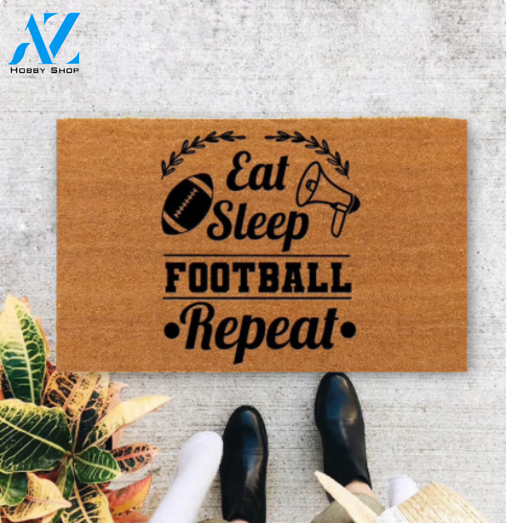 Eat, Sleep, Football, Repeat Funny Indoor And Outdoor Doormat Gift For Football Lovers Birthday Gift Decor Warm House Gift Welcome Mat