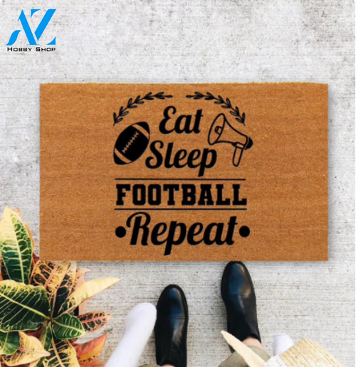 Eat, Sleep, Football, Repeat Funny Indoor And Outdoor Doormat Gift For Football Lovers Birthday Gift Decor Warm House Gift Welcome Mat