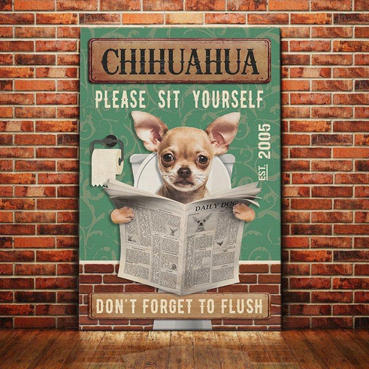 Chihuahua Dog Bathroom Canvas Wall Art, Wall Decor Visual Art