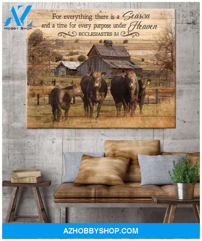 Ecclesiastes 3:1-8 Cow Farm Premium Canvas Wall Art, Wall Decor Visual Art