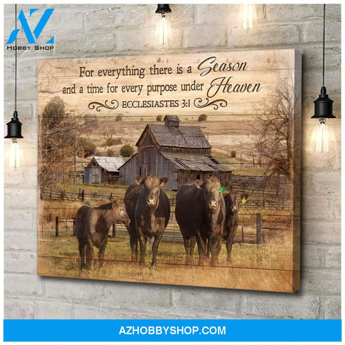 Ecclesiastes 3:1-8 Cow Farm Premium Canvas Wall Art, Wall Decor Visual Art