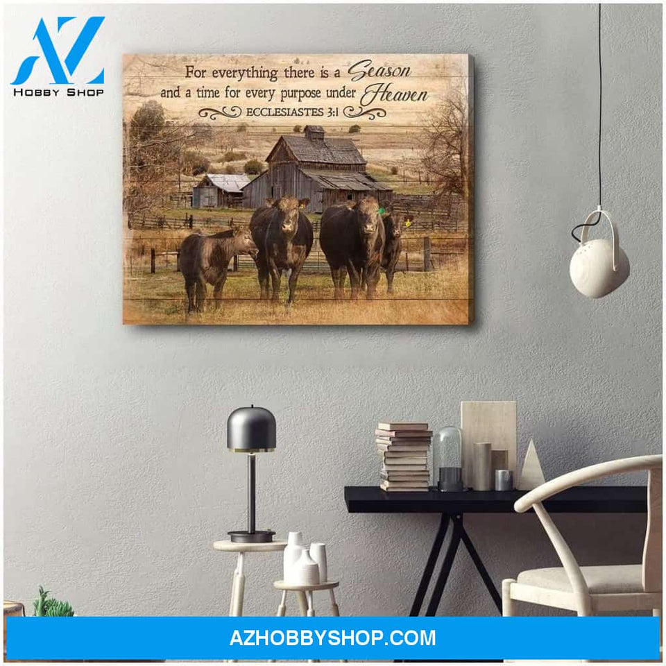 Ecclesiastes 3:1-8 Cow Farm Premium Canvas Wall Art, Wall Decor Visual Art