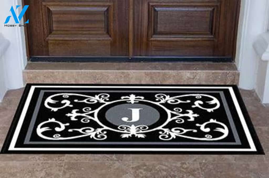 Edinburgh Estate Doormat Monogrammed Black & White