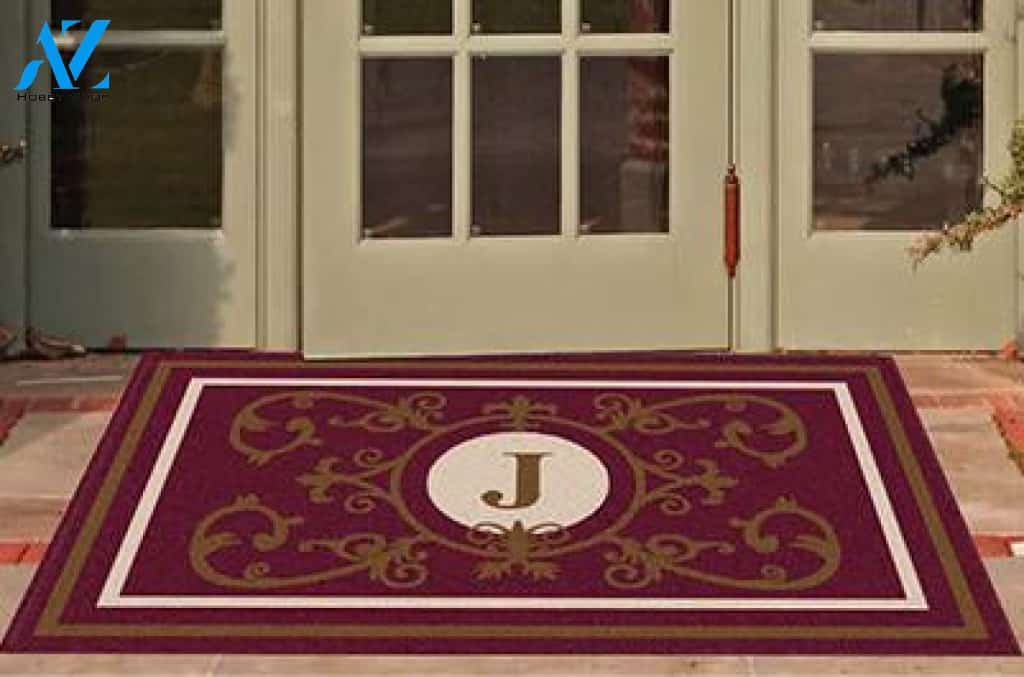 Edinburgh Estate Doormat Monogrammed Burgundy