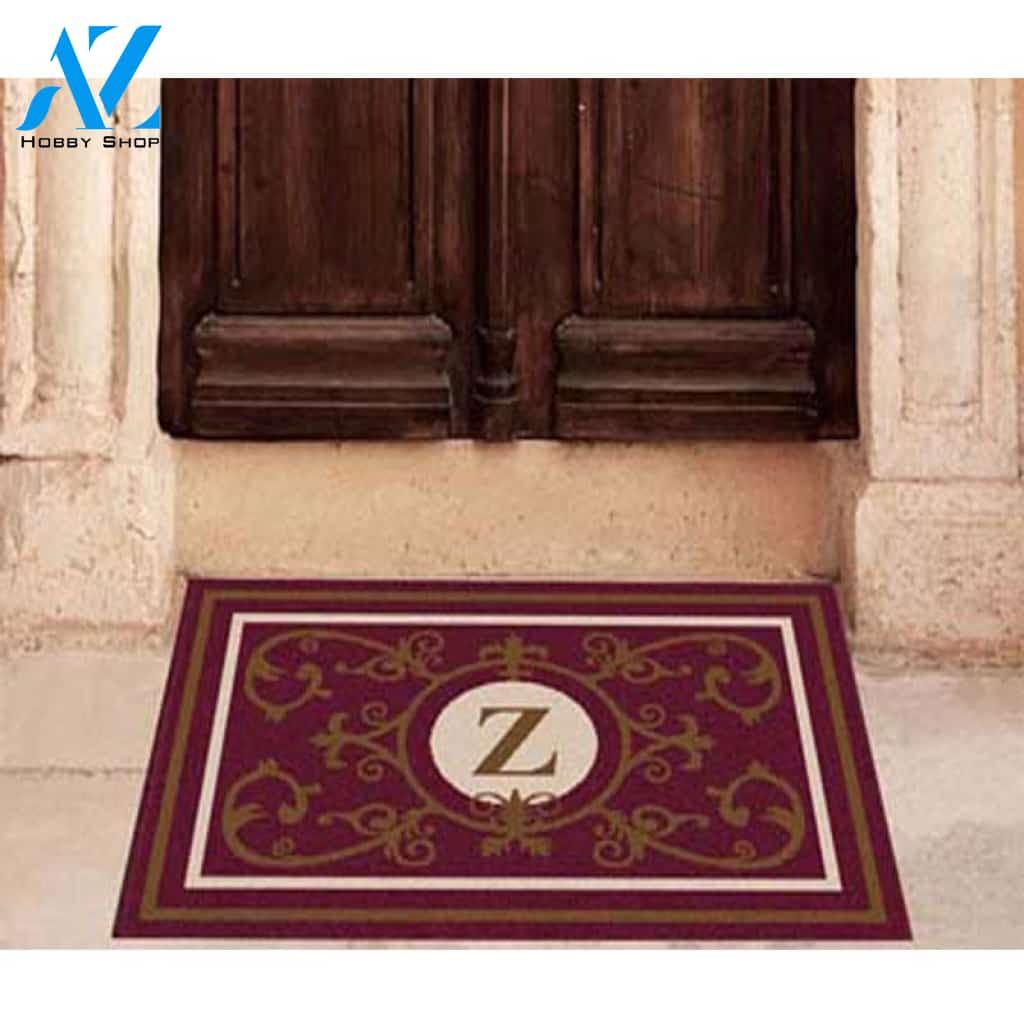 Edinburgh Estate Doormat Monogrammed Burgundy