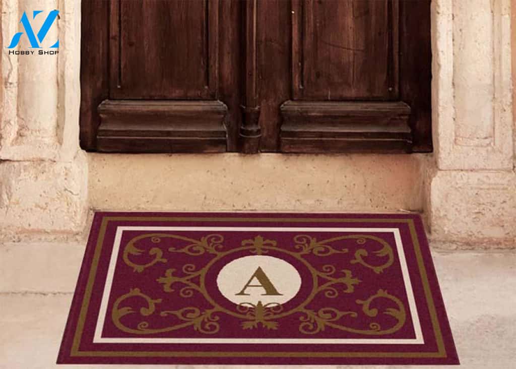 Edinburgh Estate Doormat Monogrammed Burgundy