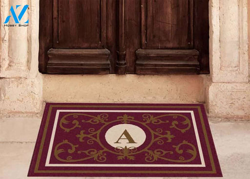 Edinburgh Estate Doormat Monogrammed Burgundy