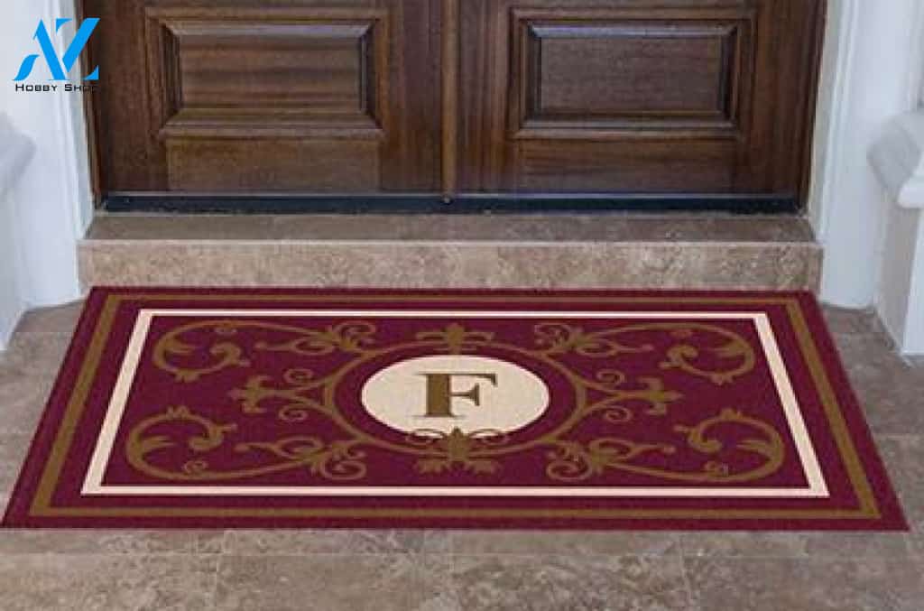 Edinburgh Estate Doormat Monogrammed Burgundy