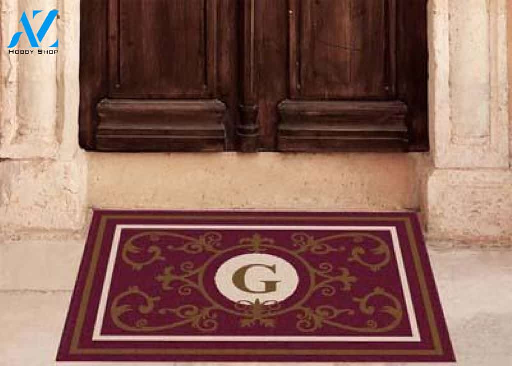 Edinburgh Estate Doormat Monogrammed Burgundy