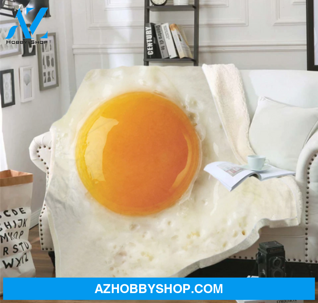 Egg 3D Printed Blanket, Funny Fleece Blanket, Food Blanket Gift For Friend Family 