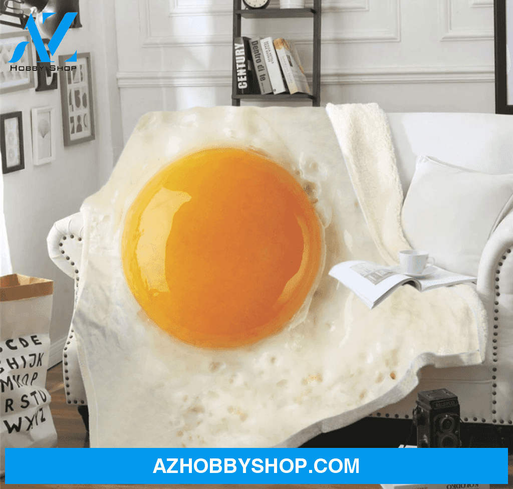 Egg 3D Printed Blanket, Funny Fleece Blanket, Food Blanket Gift For Friend Family Birthday Gift Home Decor Bedding Couch Sofa Soft and Comfy Cozy
