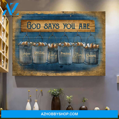 Eggs - God says you are - Jesus Landscape Canvas Prints, Wall Art