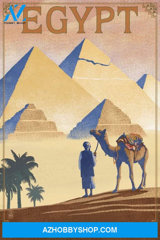 Egypt Pyramids Lithograph Style