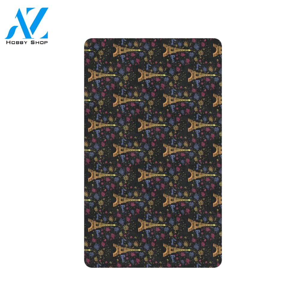 Eiffel Tower Love Paris Print Rubber Doormat