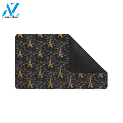 Eiffel Tower Love Paris Print Rubber Doormat