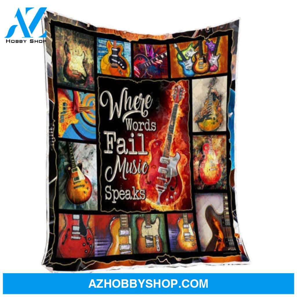 Electric Guitar Where Words Fail Music Speaks All Season Quilts Blanket Super King Queen Twin Size Best Decorative For Pet Lovers Bedroom