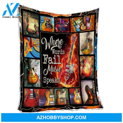 Electric Guitar Where Words Fail Music Speaks All Season Quilts Blanket Super King Queen Twin Size Best Decorative For Pet Lovers Bedroom
